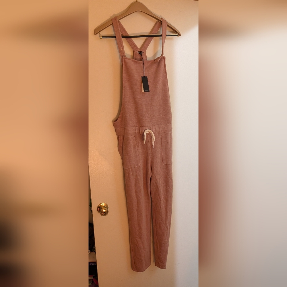 Monrow - Pink Jumpsuit/Overalls with Drawstring Waist, Size L, NWT